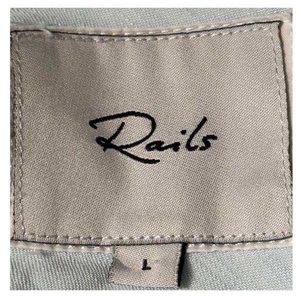 Rails Ingrid Raw Light Vintage Shirt Size Large Tencel Denim Long Sleeves - Picture 3 of 12